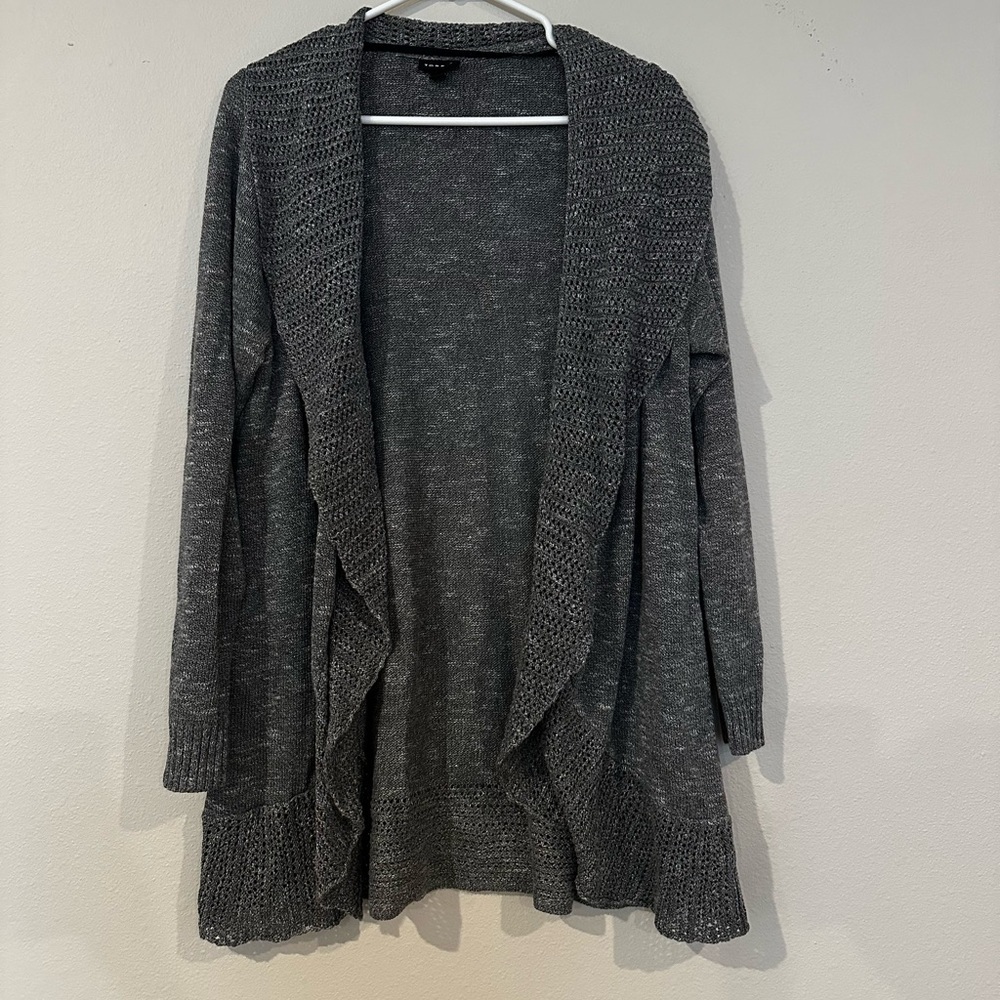 Torrid Gray Open Front Cardigan Size 2 Plus Soft Knit Draped‎ Long Sleeve